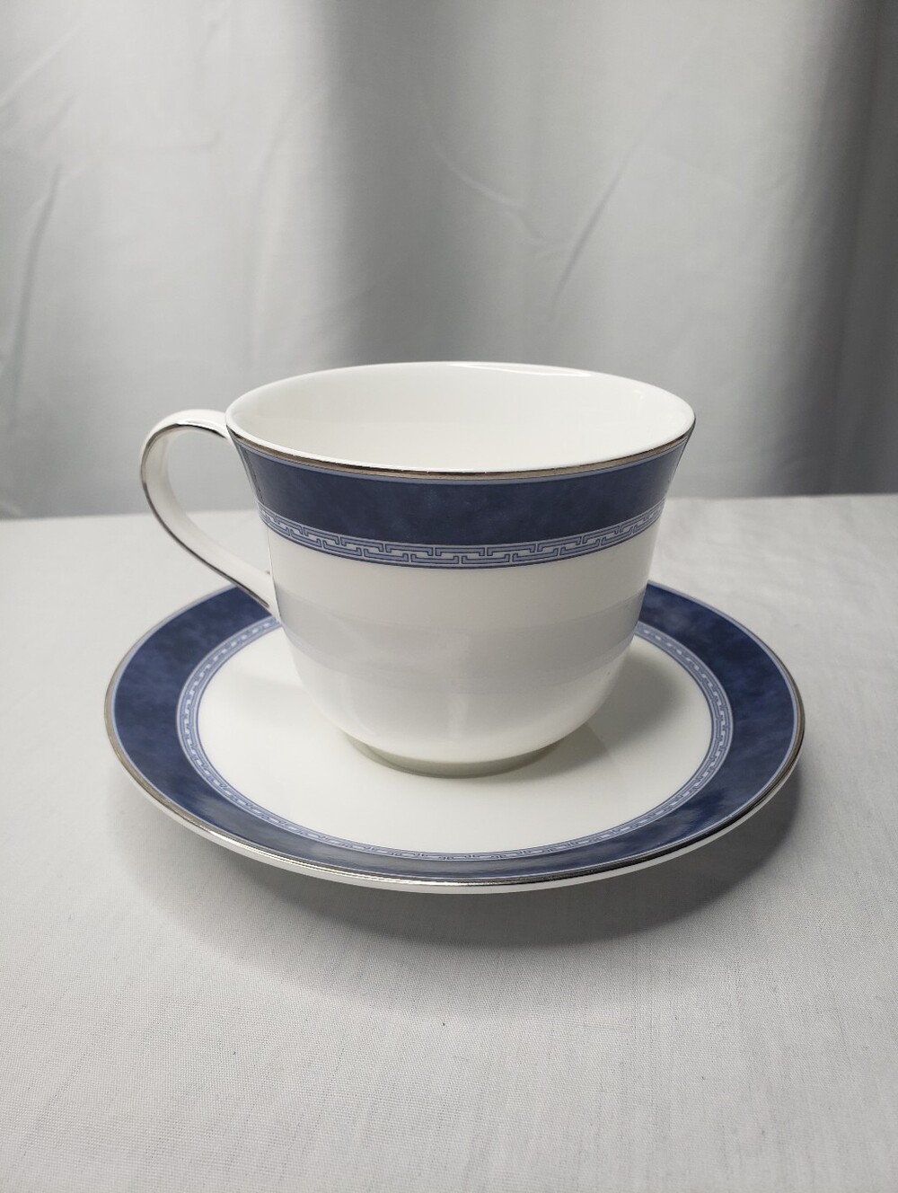 Vintage Blue Marble Doulton Bone China Tea Cup And Saucer